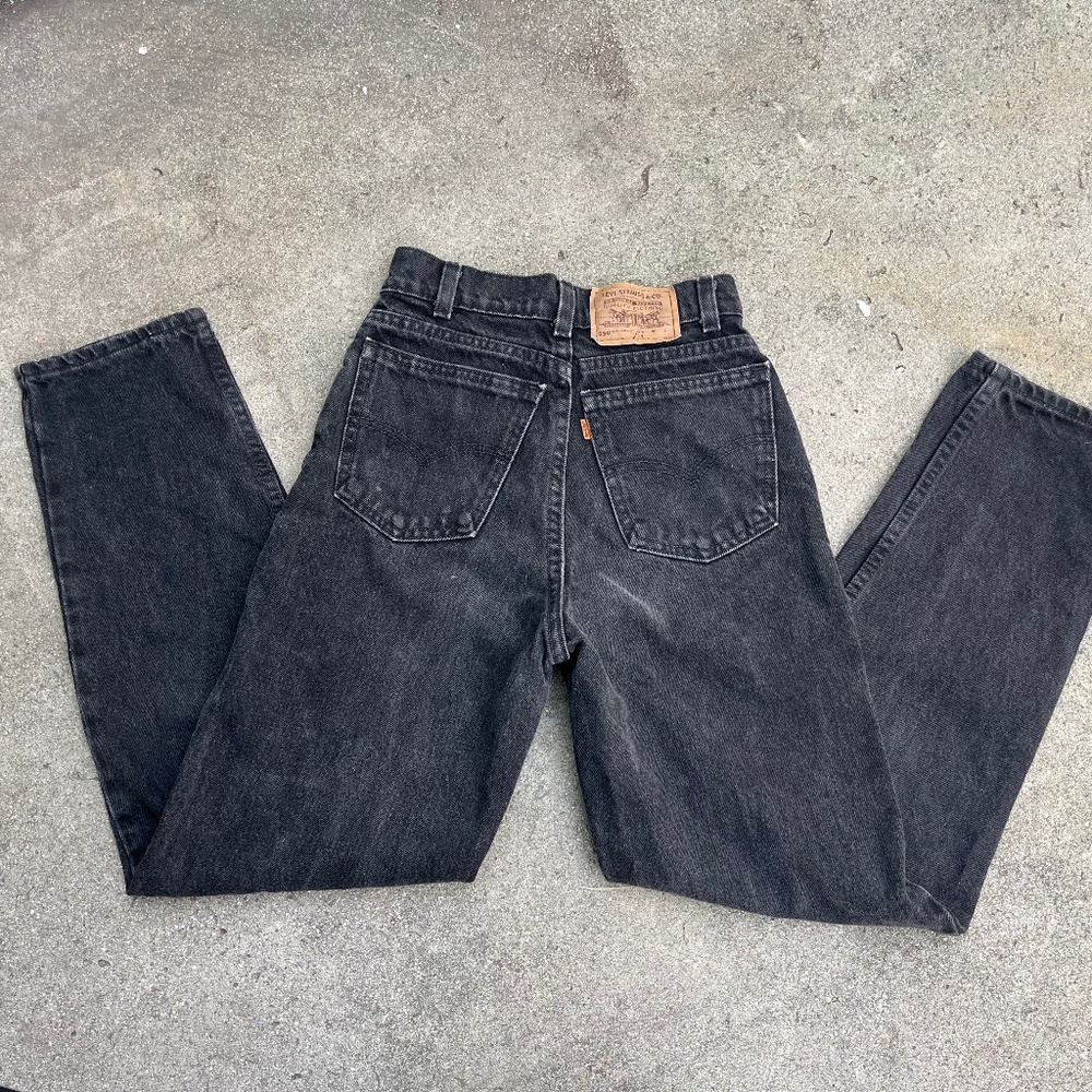 VTG Levi's jeans 90s 1990s jet black orange tab 550 550s xs 23 24 extra small 0